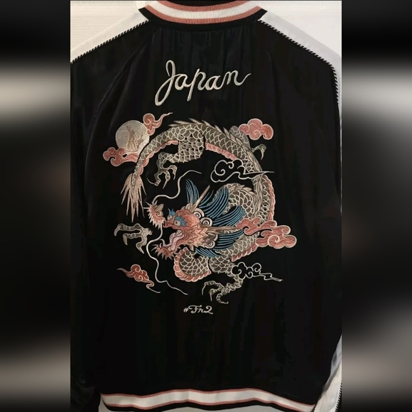 FR2 Rabbits Dragon Sukajan Embroidery Reversible Souvenir Jacket Japan Designer - Picture 6 of 11